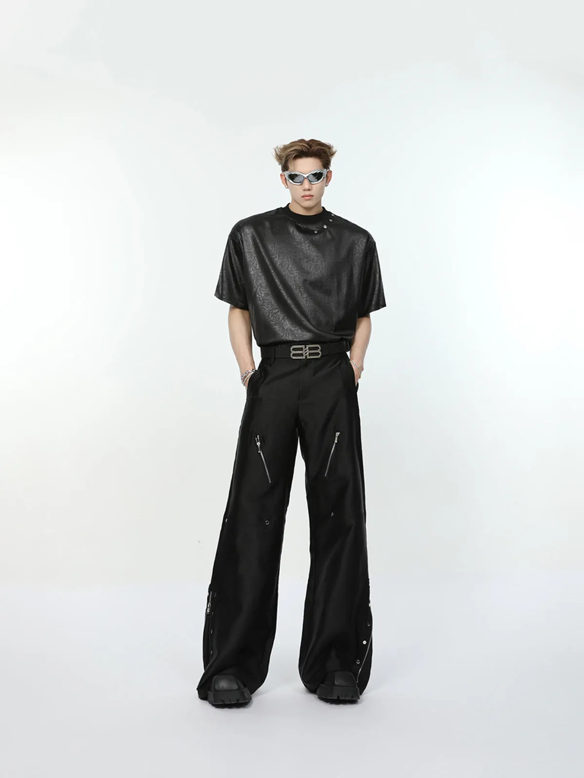 【24s May.】Textured Satin Simple T-shirt