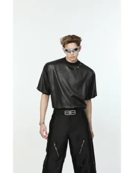 【24s May.】Textured Satin Simple T-shirt