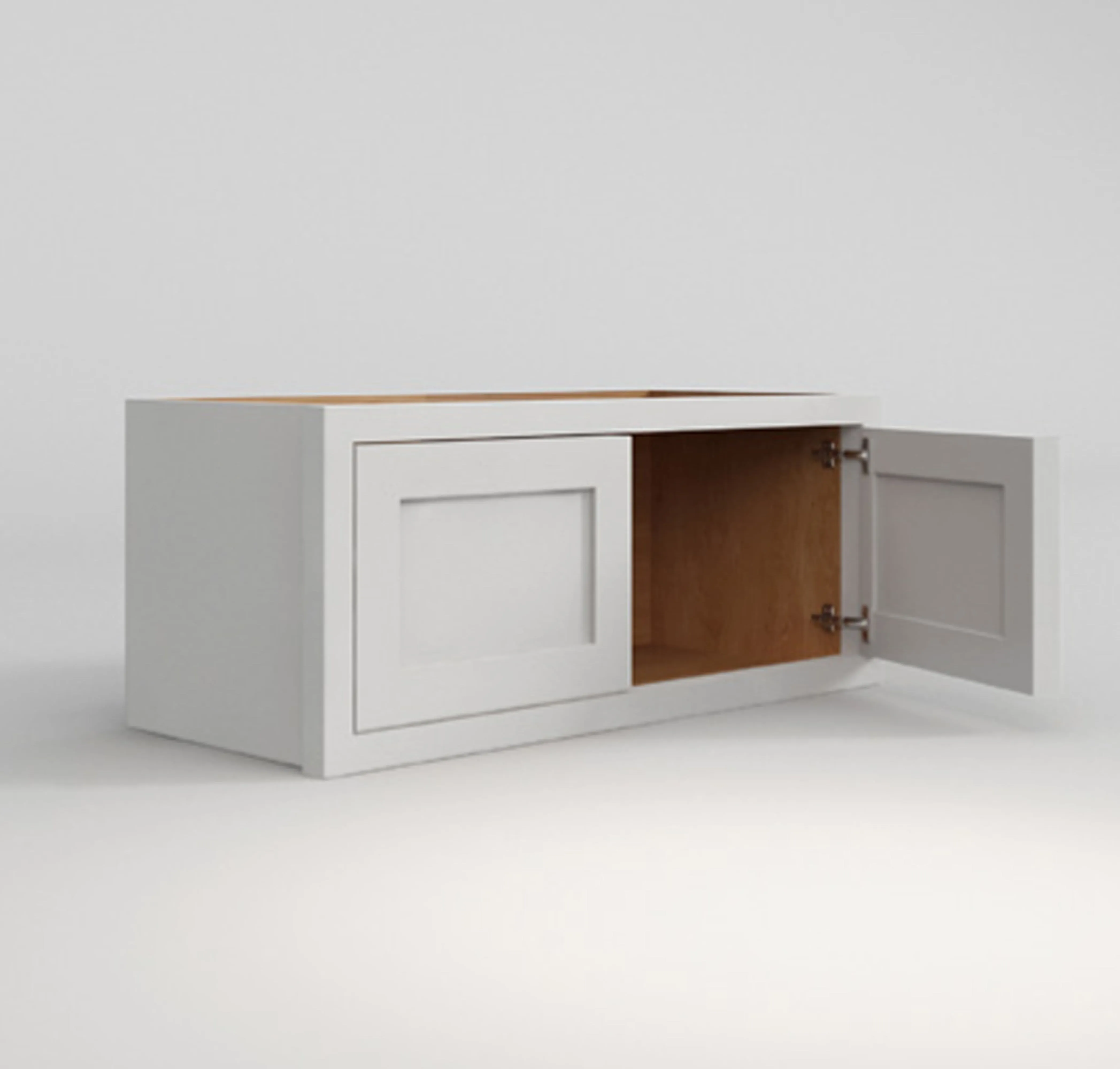 30" Wide Bridge Snow White Inset Shaker Wall Cabinet - Double Door 12", 15", 18", 21"& 24" Tall