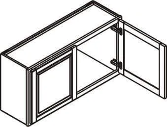 30" Wide Bridge Snow White Inset Shaker Wall Cabinet - Double Door 12", 15", 18", 21"& 24" Tall