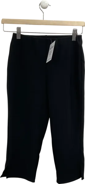 ASOS Ribbed Capri Trousers With Side Split In Black UK XS