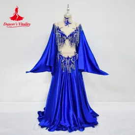 Belly Dancing Outfit Customized Luxury AB Stones Bra high-end Satin Split Long Skirt 2pcs Oriental Professional Performance Suit
