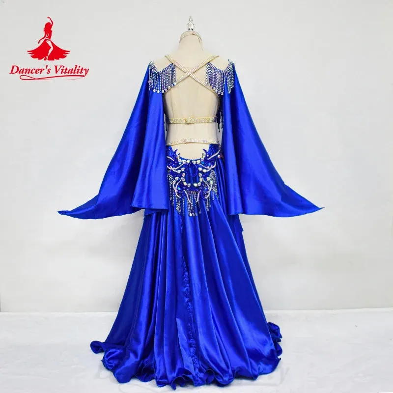 Belly Dancing Outfit Customized Luxury AB Stones Bra high-end Satin Split Long Skirt 2pcs Oriental Professional Performance Suit