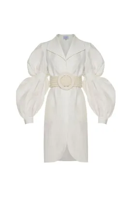 BLANCA WHITE DRESS WITH KNITTED BELT