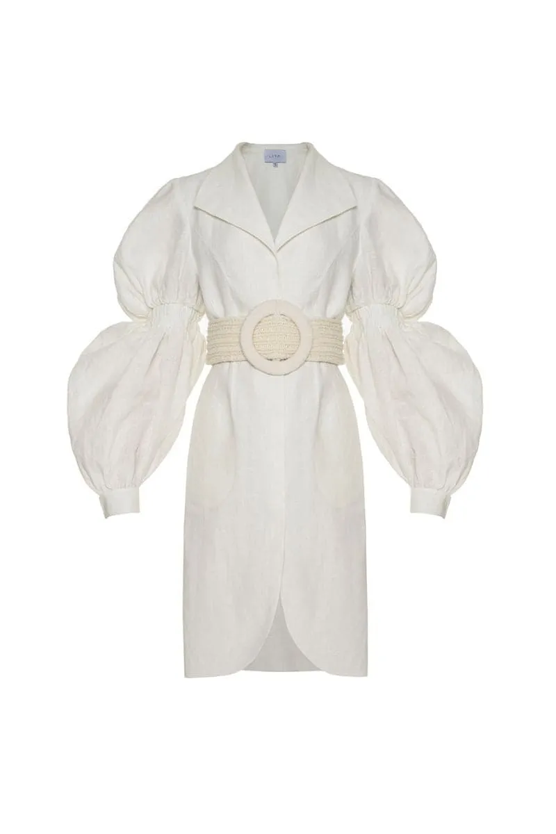 BLANCA WHITE DRESS WITH KNITTED BELT
