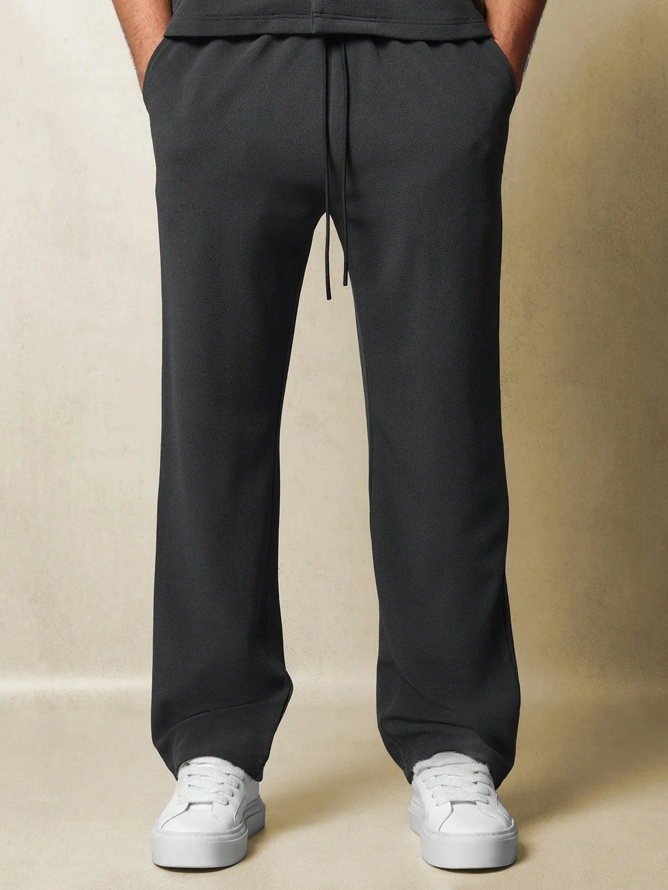 Boxy Textured Revere Jersey Shirt And Straight Fit Pant 2 Piece Set