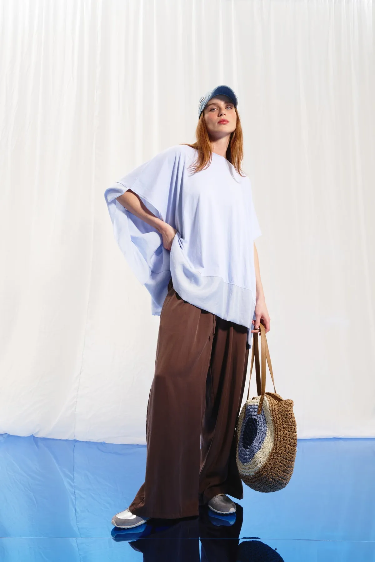 Brown Pleated Wide-leg Trousers 17207