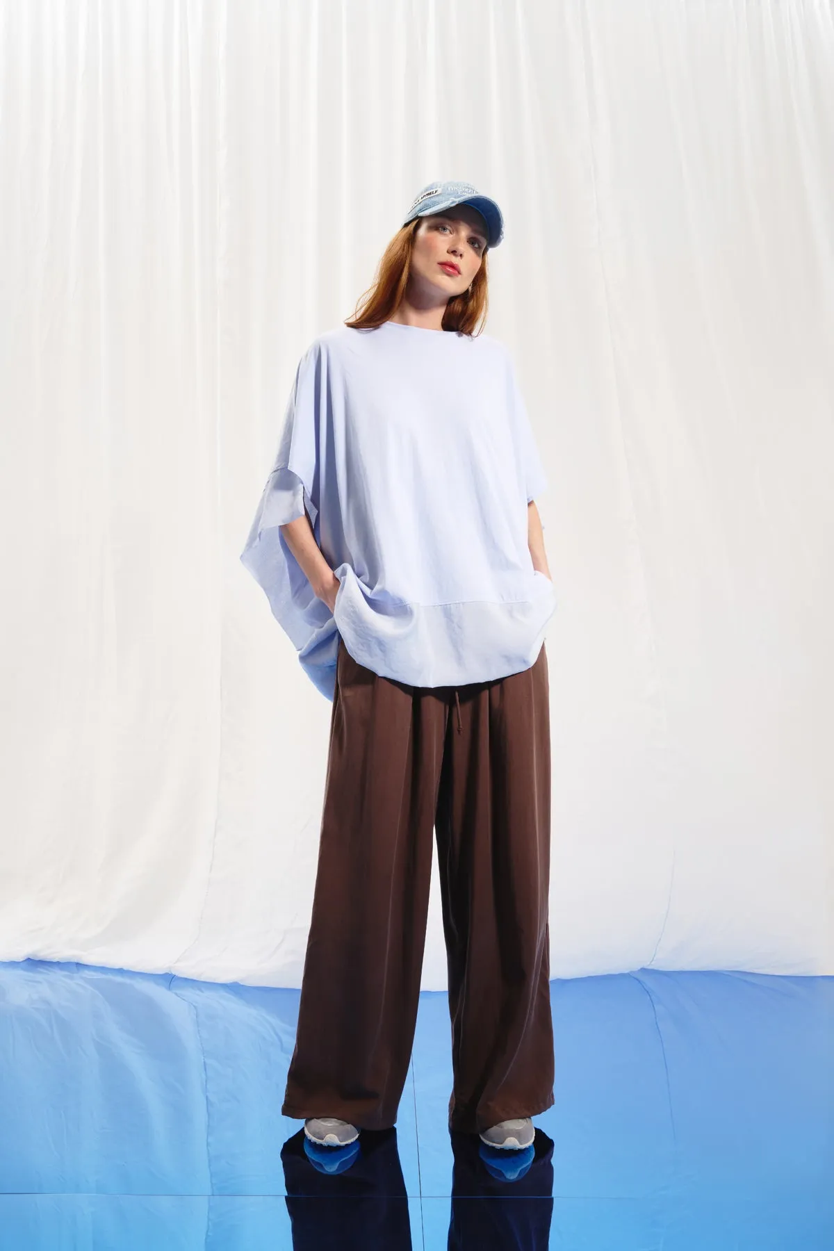 Brown Pleated Wide-leg Trousers 17207