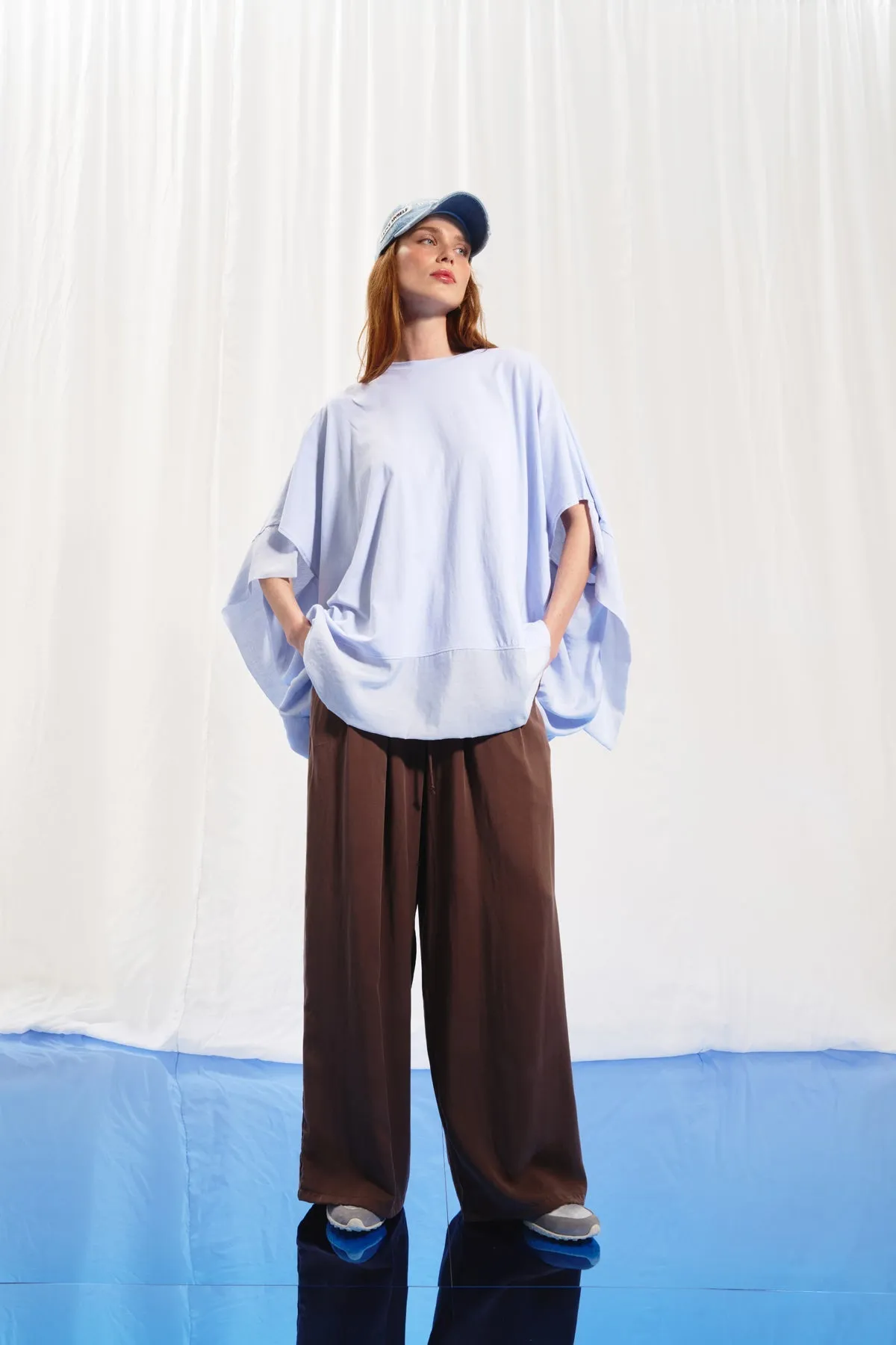 Brown Pleated Wide-leg Trousers 17207