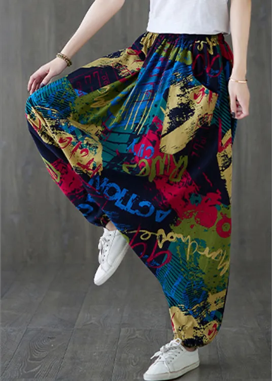 Casual Red Print Tie Waist Wide Leg Pants LY7572