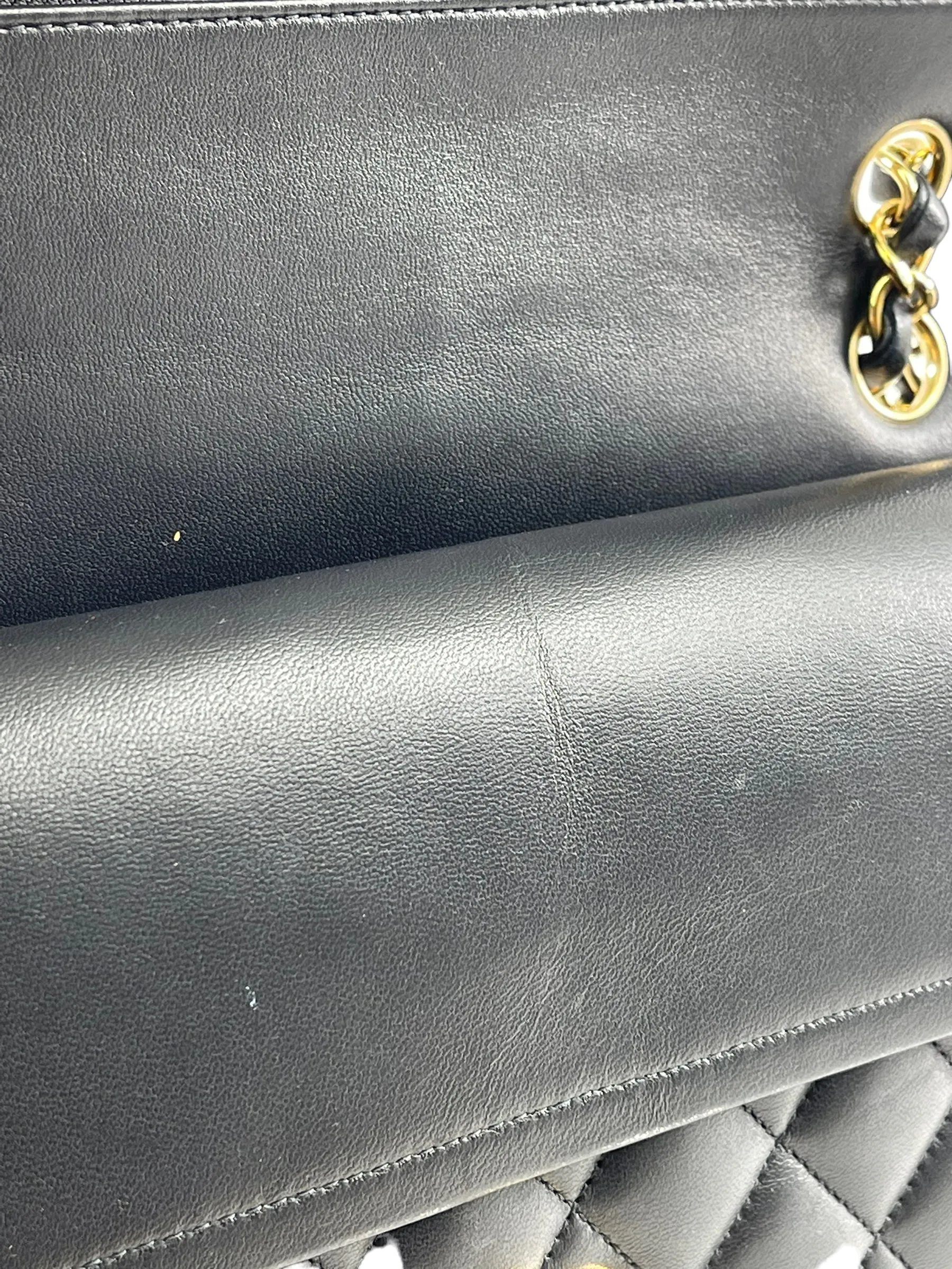 Chanel Black Lambskin Leather Medium Double Flap (Gold Hardware)