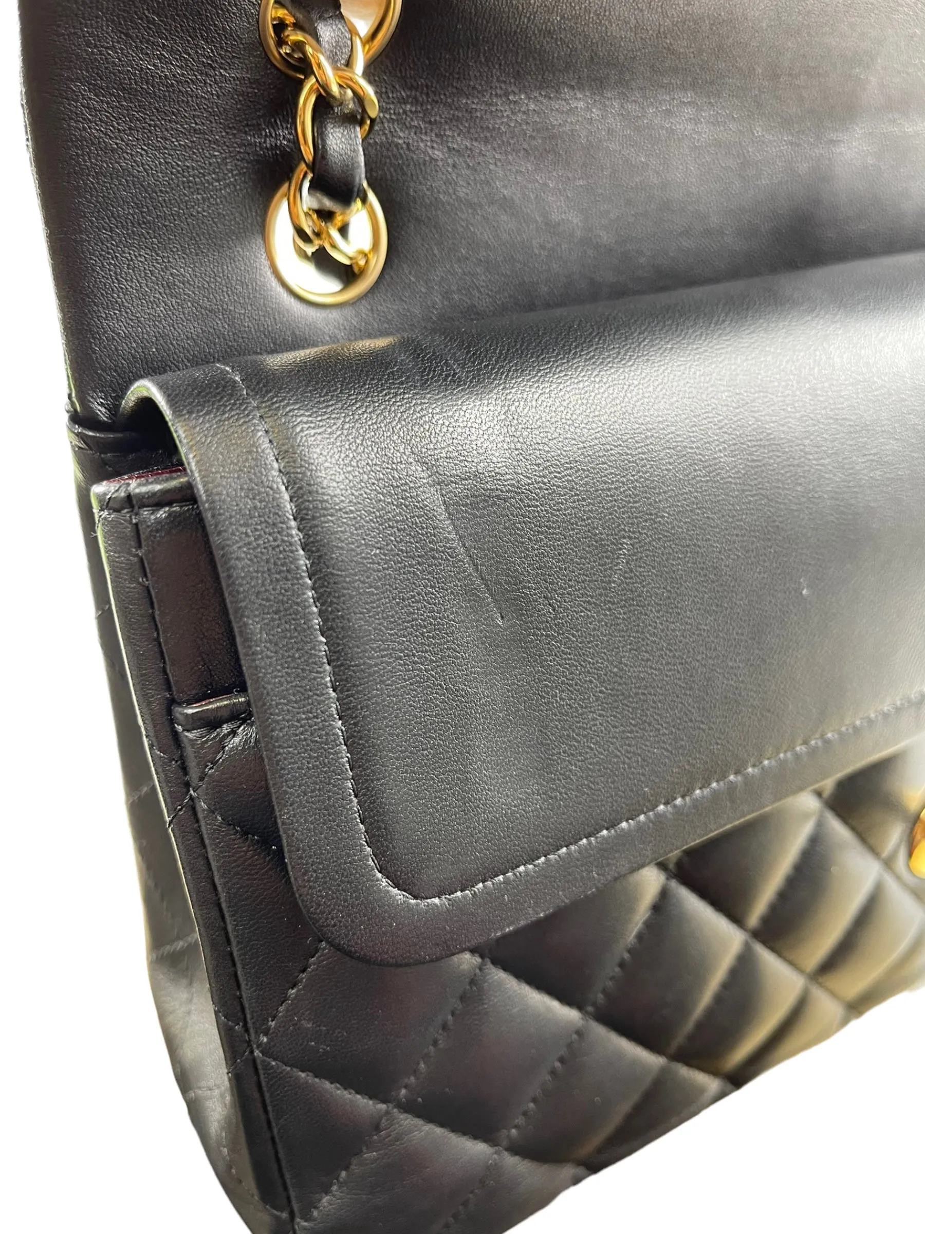 Chanel Black Lambskin Leather Medium Double Flap (Gold Hardware)