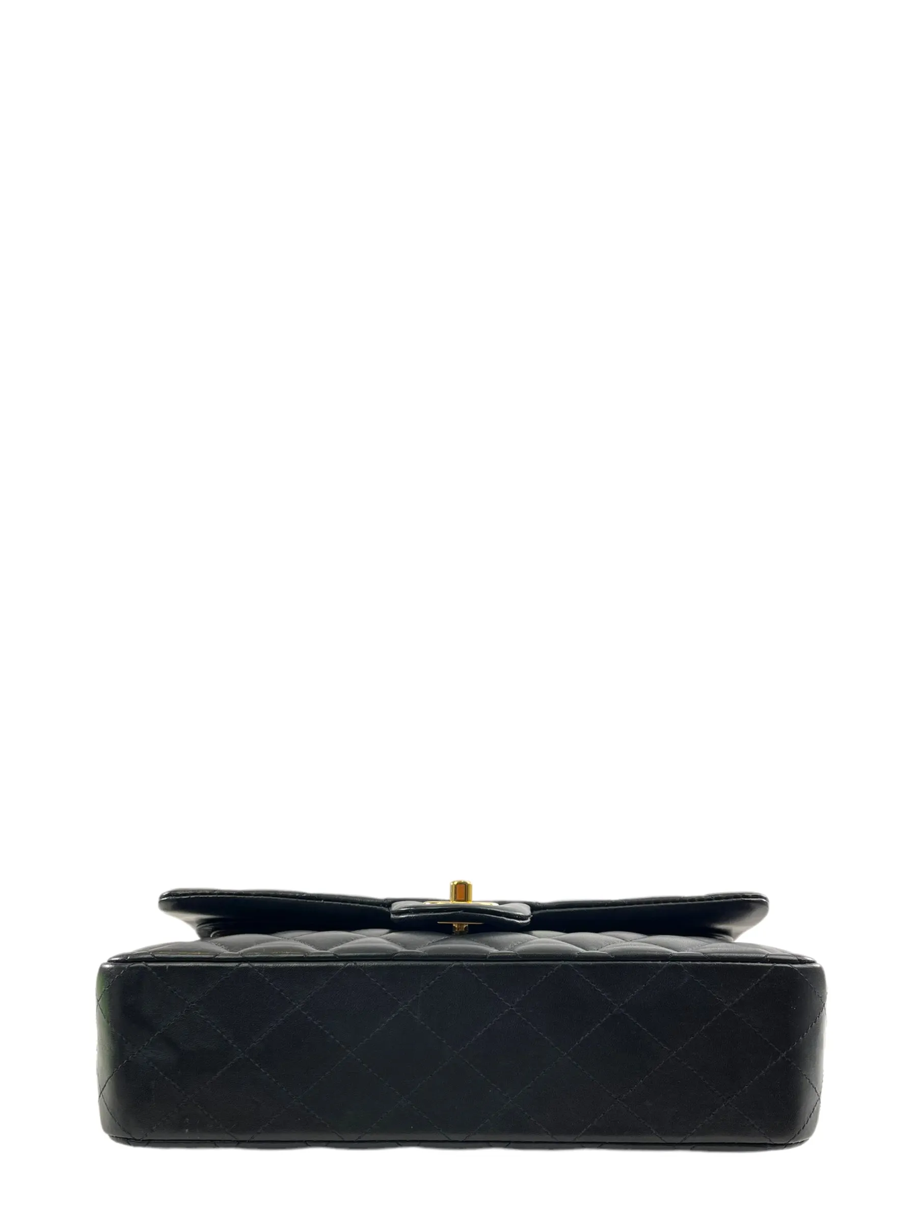 Chanel Black Lambskin Leather Medium Double Flap (Gold Hardware)