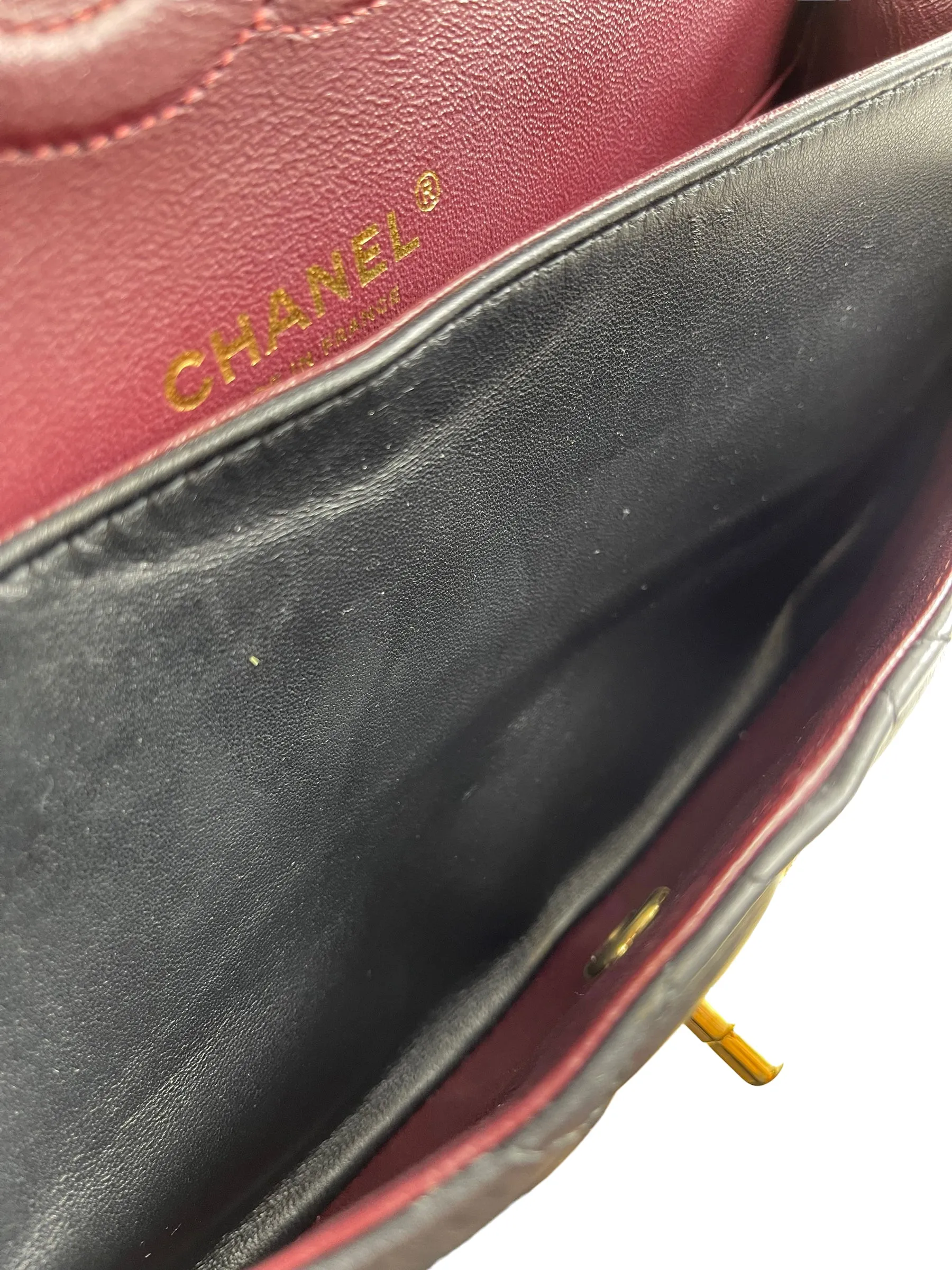 Chanel Black Lambskin Leather Medium Double Flap (Gold Hardware)