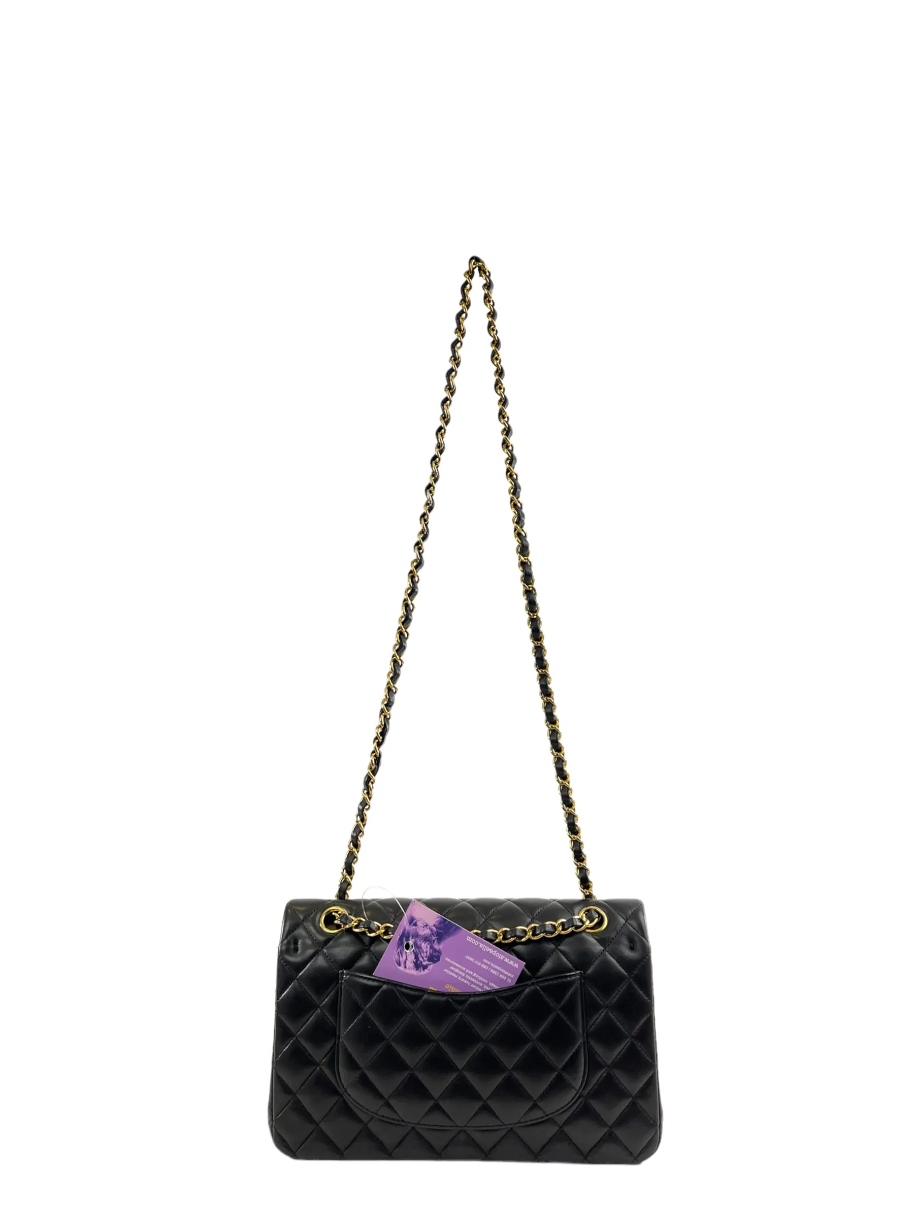 Chanel Black Lambskin Leather Medium Double Flap (Gold Hardware)