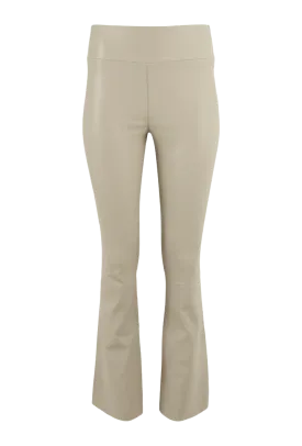 Crop Flare Leather Legging in Alabaster