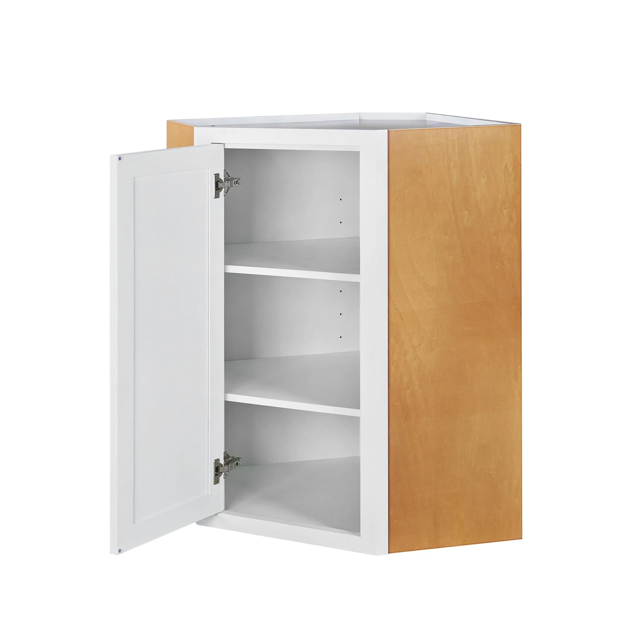 Diagonal Corner Snow White Inset Shaker Wall Cabinet - Single Door