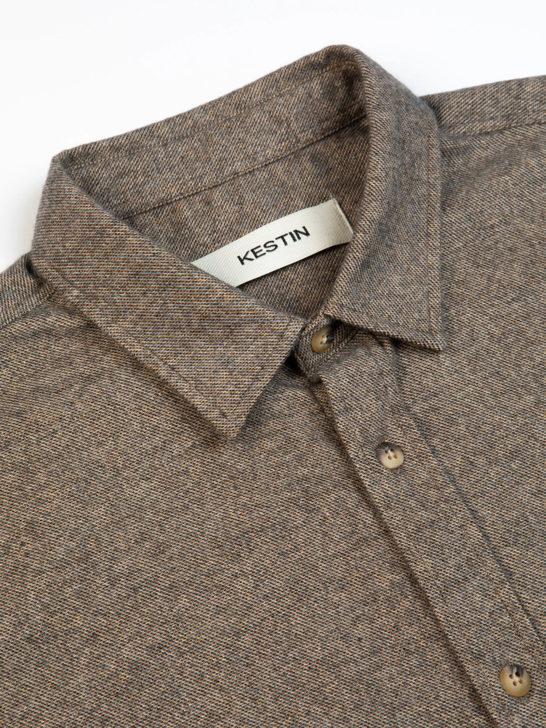 Dirleton Shirt In Peat Marl Mouline Cotton