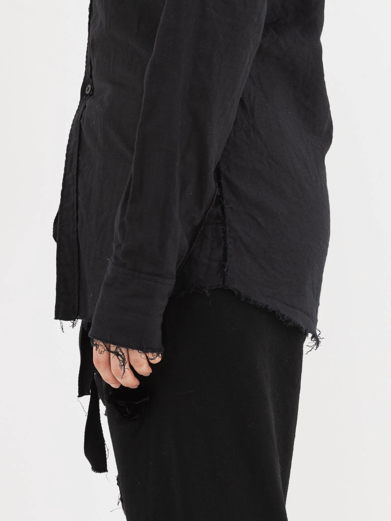 Elena Dawson No Collar Shirt in Black