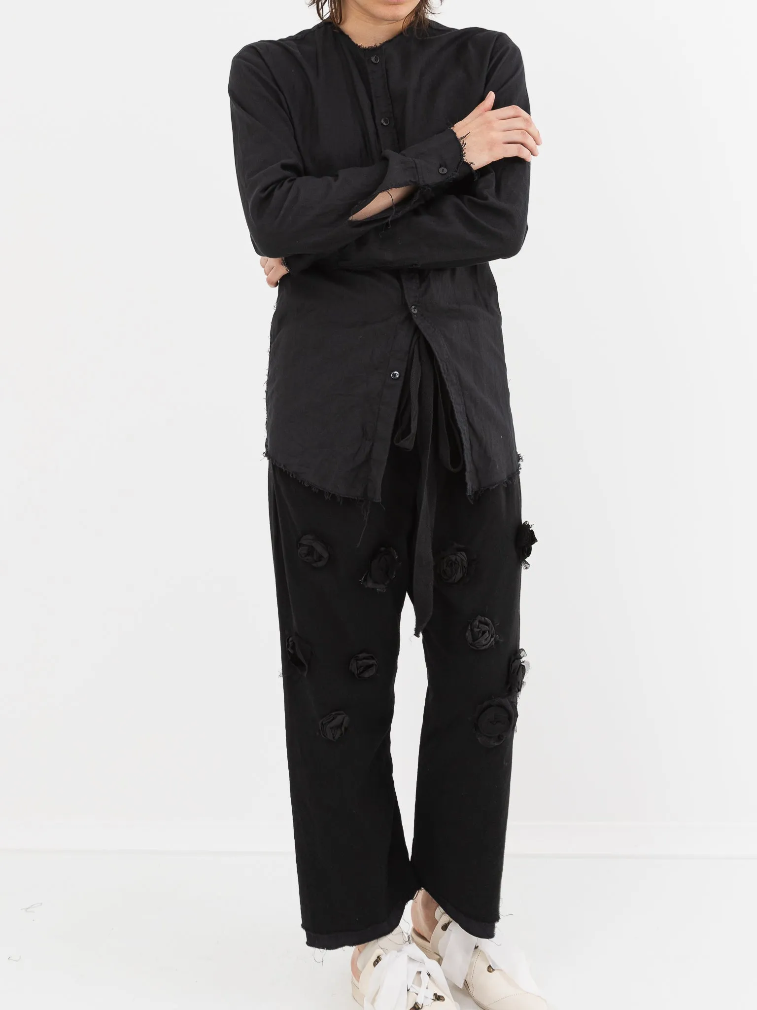Elena Dawson No Collar Shirt in Black