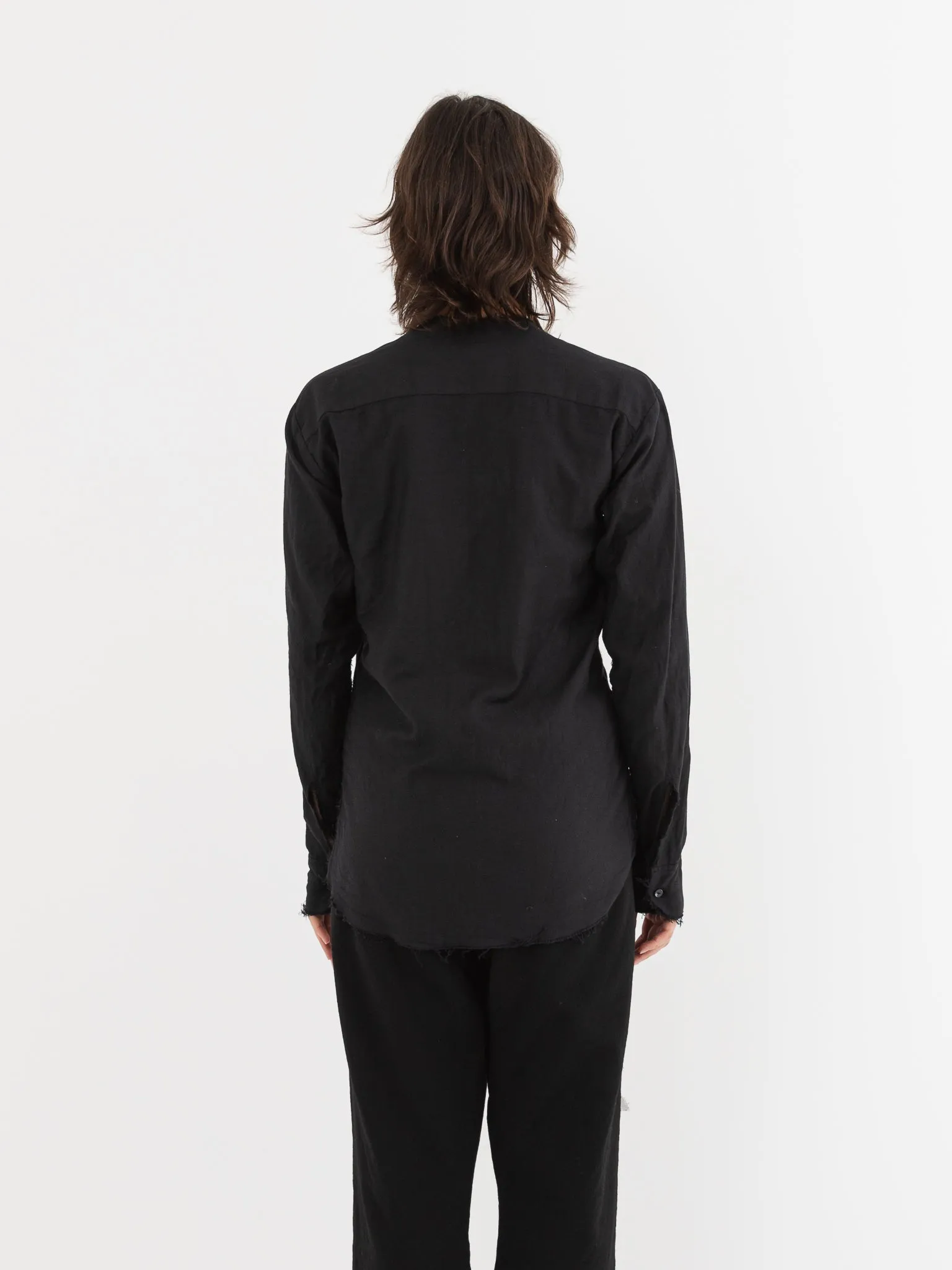 Elena Dawson No Collar Shirt in Black