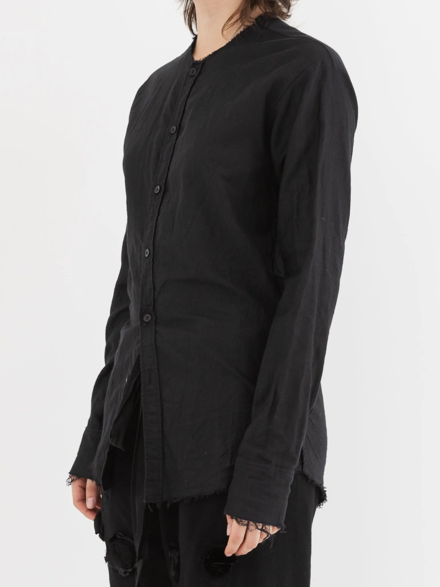Elena Dawson No Collar Shirt in Black