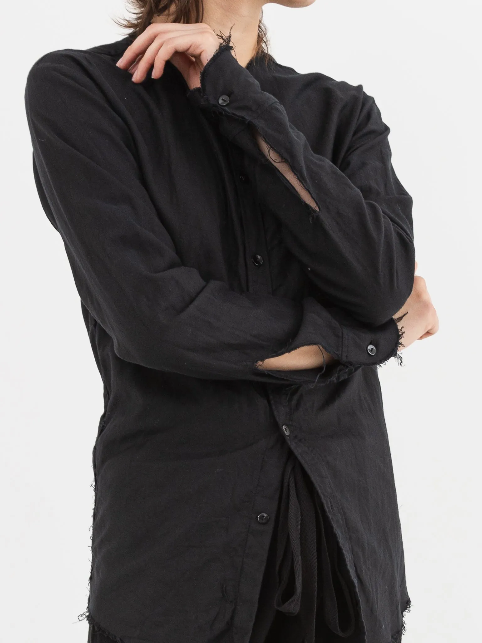 Elena Dawson No Collar Shirt in Black