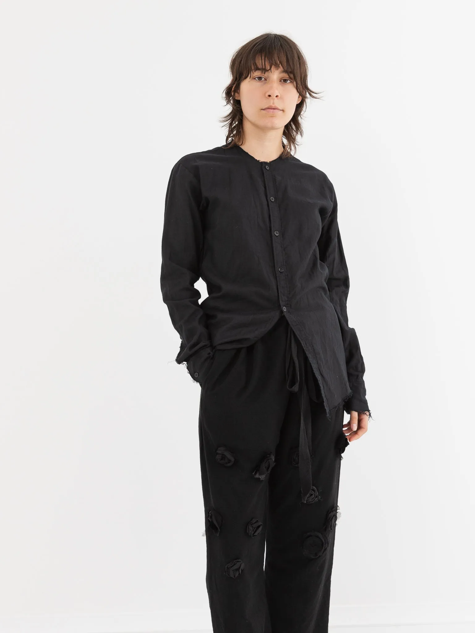 Elena Dawson No Collar Shirt in Black