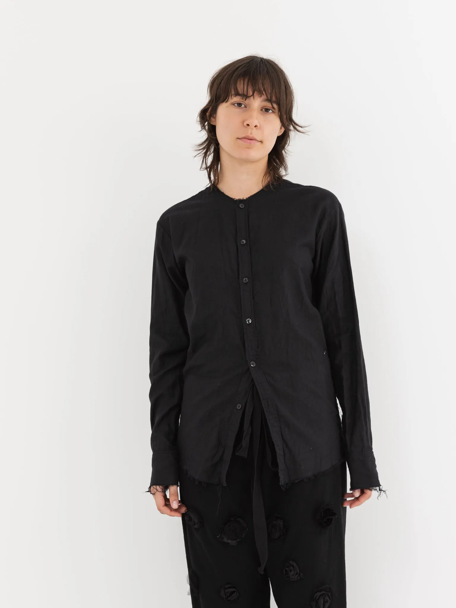 Elena Dawson No Collar Shirt in Black