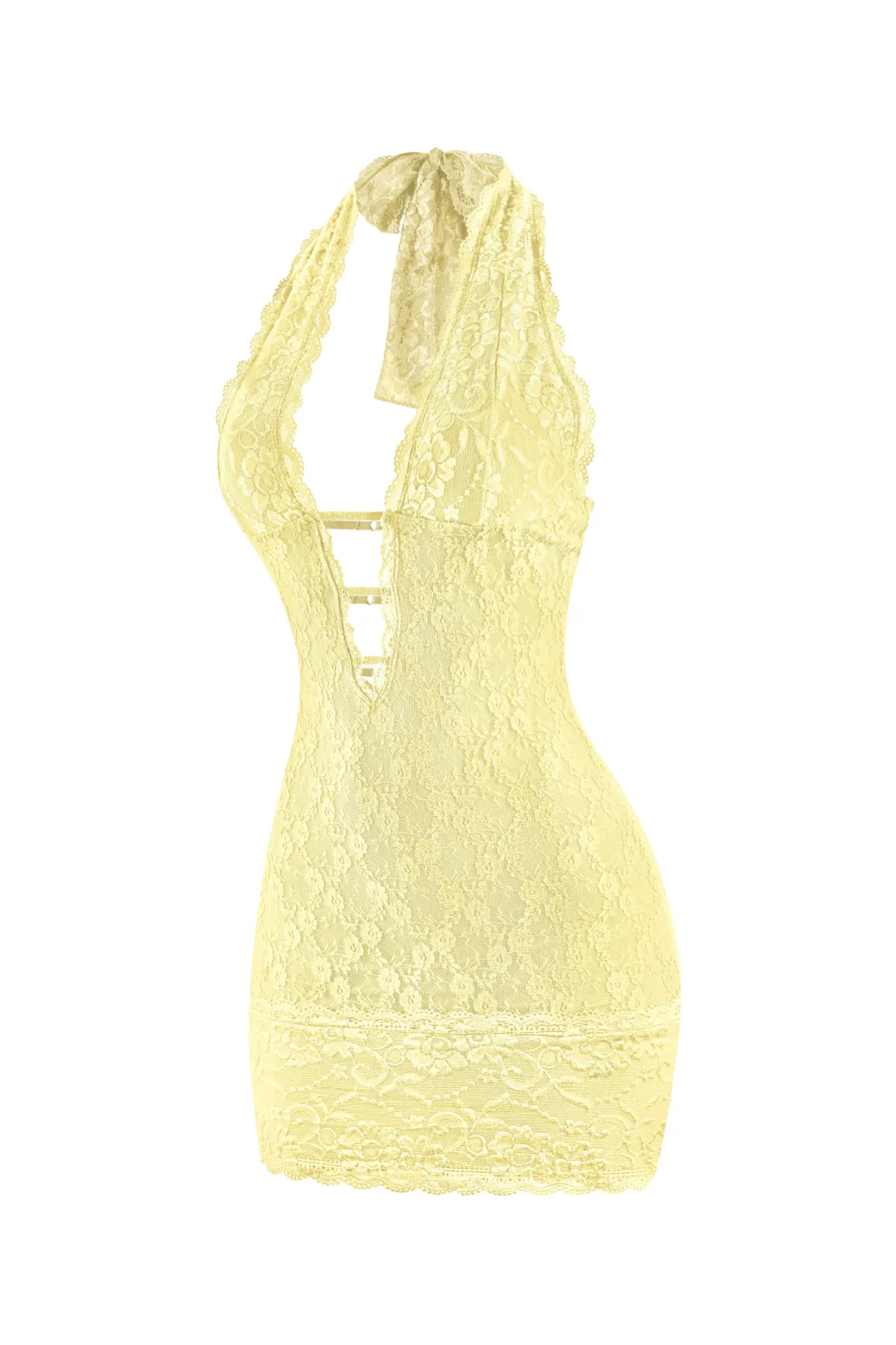 Esther Lace Mini Dress (Light Yellow)