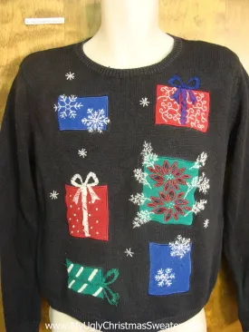 Festive Presents and Poinsettias Tacky Xmas Sweater