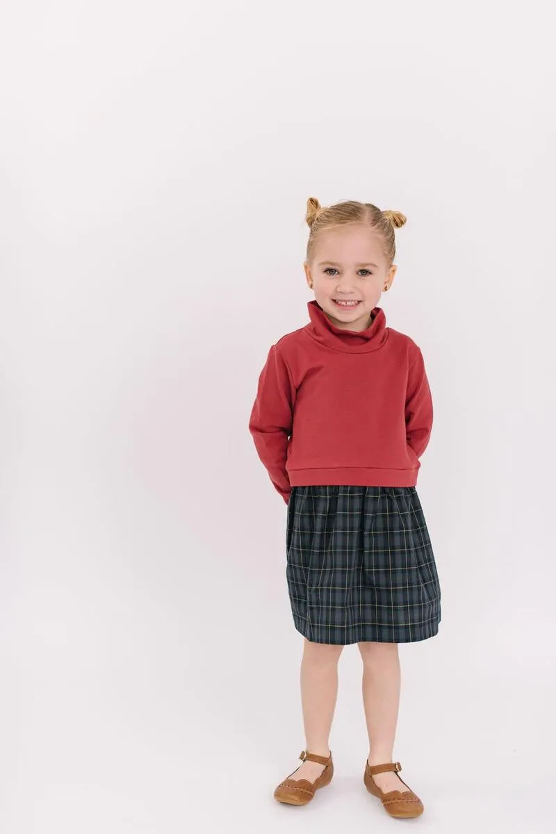 Funnel Sweatshirt Dress, Currant Mistletoe