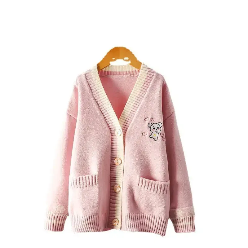 Girls Knitted Embroidery Cardigan