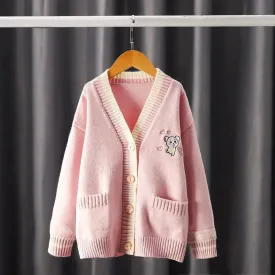 Girls Knitted Embroidery Cardigan