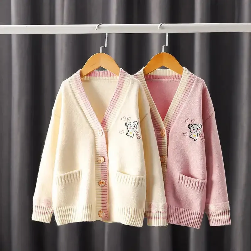 Girls Knitted Embroidery Cardigan