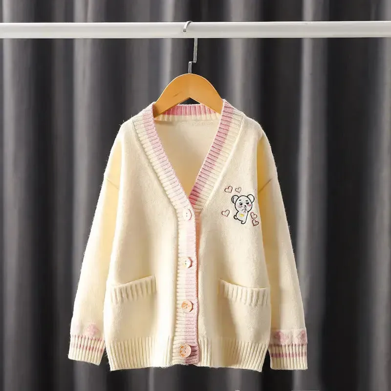 Girls Knitted Embroidery Cardigan