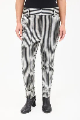 Grey & Black Striped Tapered Trouser