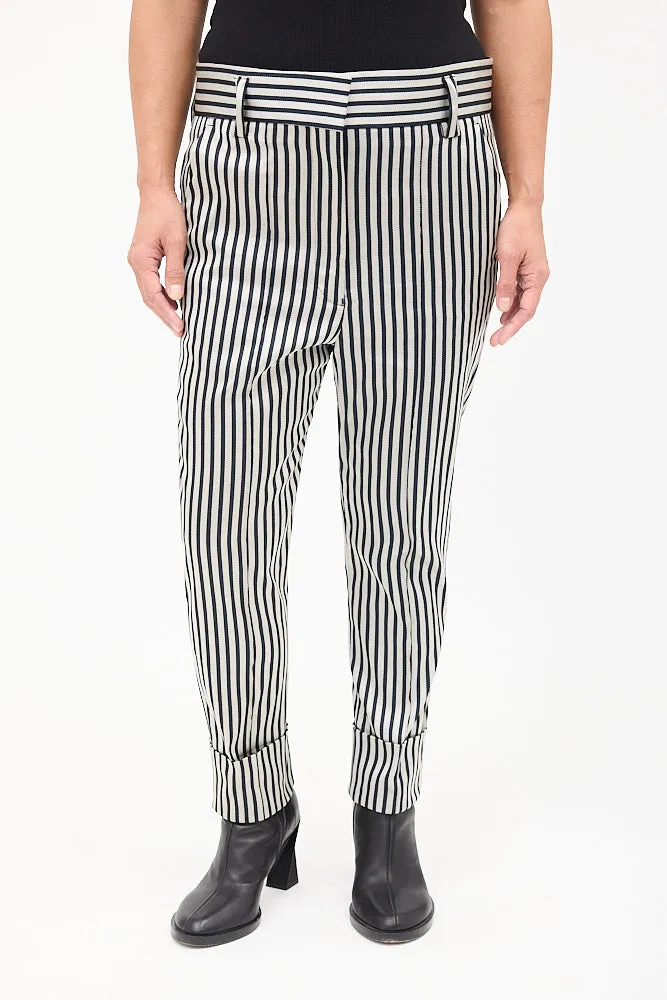 Grey & Black Striped Tapered Trouser