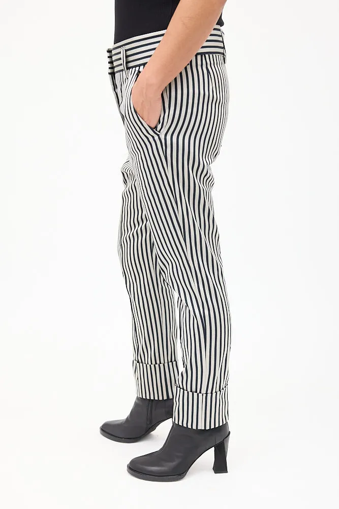Grey & Black Striped Tapered Trouser
