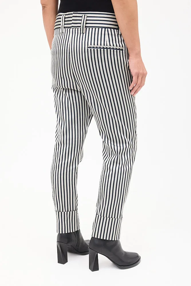 Grey & Black Striped Tapered Trouser