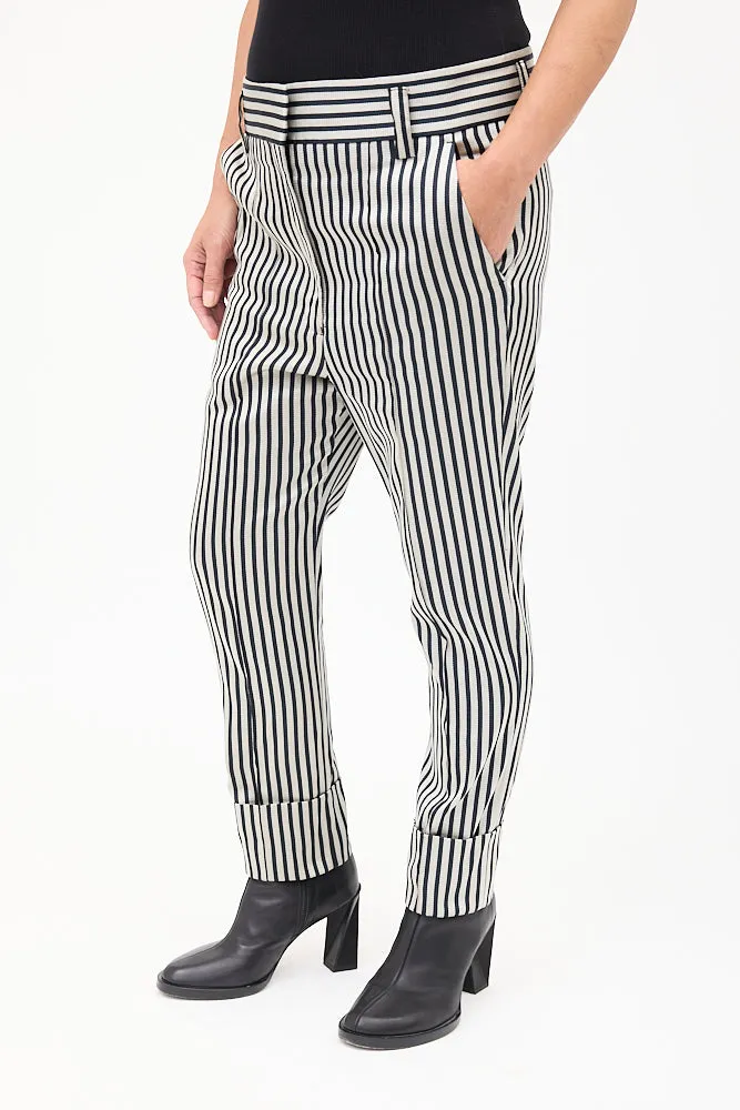Grey & Black Striped Tapered Trouser