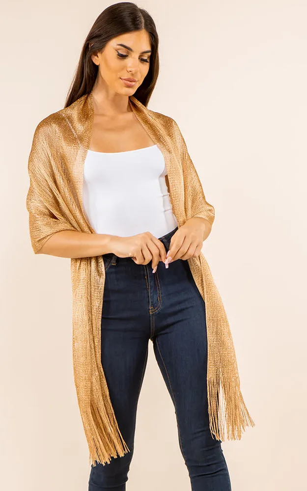 GSH559 Gold Solid Party Shawl Scarf