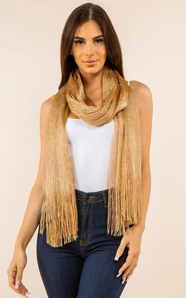GSH559 Gold Solid Party Shawl Scarf