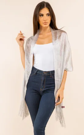 GSH559 Silver Solid Party Shawl Scarf