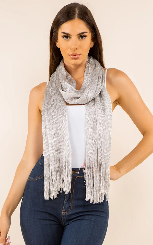 GSH559 Silver Solid Party Shawl Scarf