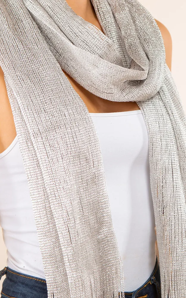 GSH559 Silver Solid Party Shawl Scarf