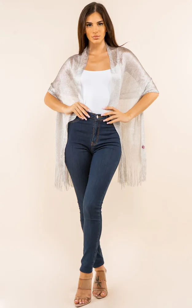 GSH559 Silver Solid Party Shawl Scarf