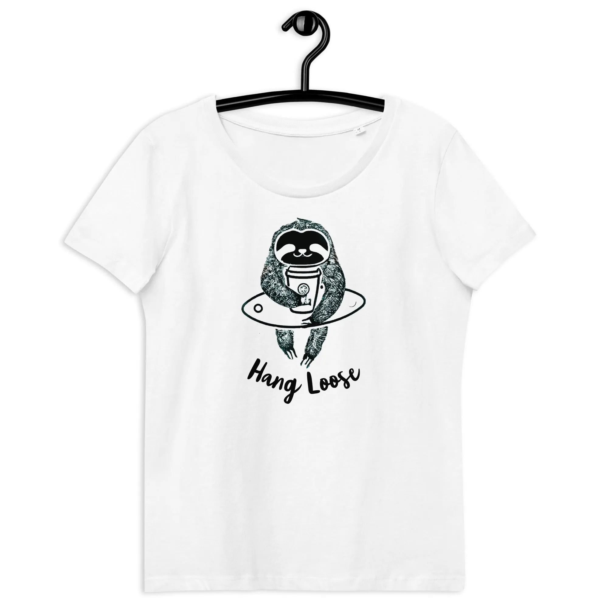Hang loose coffee sloth Women's fitted eco tee