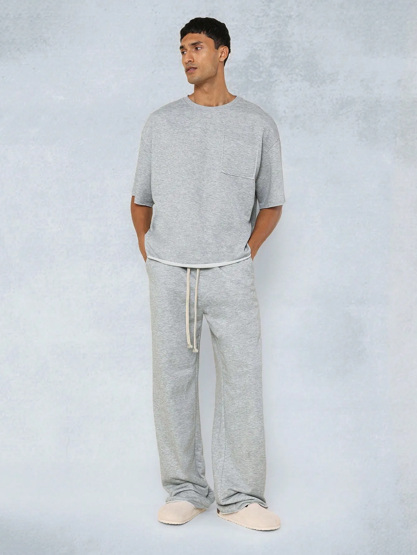 Heavyweight Raw Edge Tee And Drop Crotch Jogger 2 Piece Set