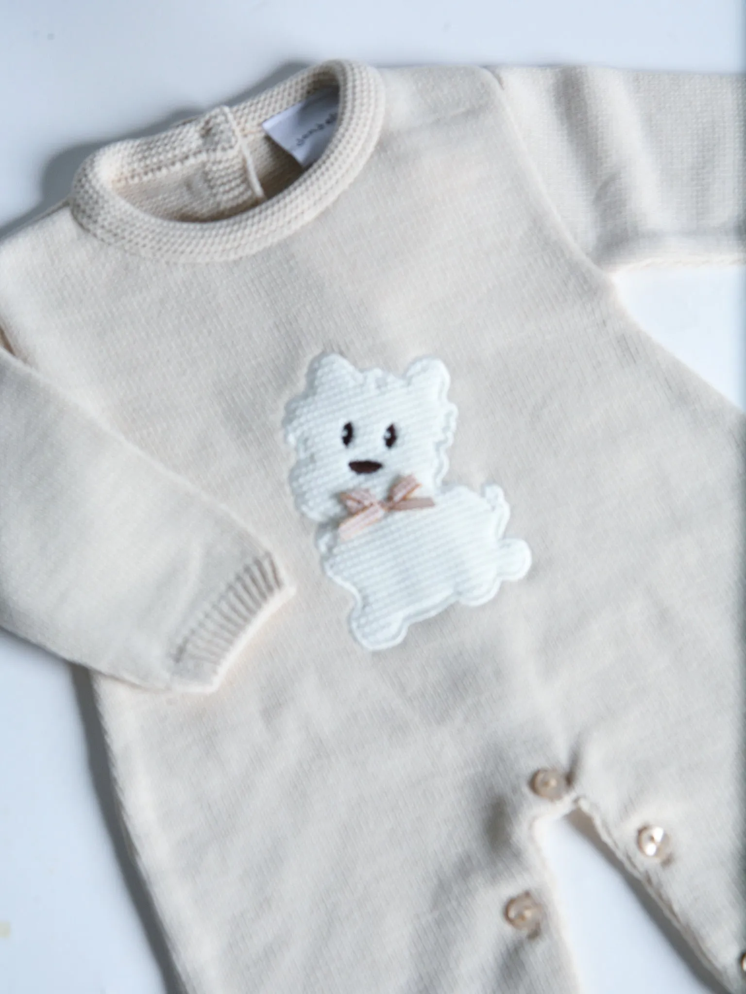 Hello natural embroidered knitted cardigan
